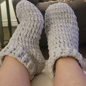 Cozy Gray Knit Slippers
